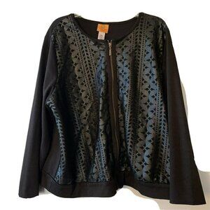 Plus Size Tops for Women Ruby Rd Black Zip Front Long Sleeve Size 18W Shacket